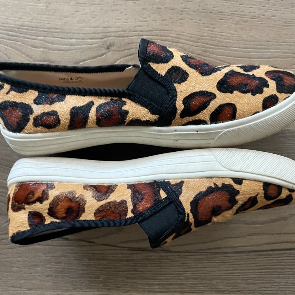 J Crew Factory Mo Hair Slip-on Leopard Print Low Top Sneaker Shoes 7M! - Picture 4 of 8